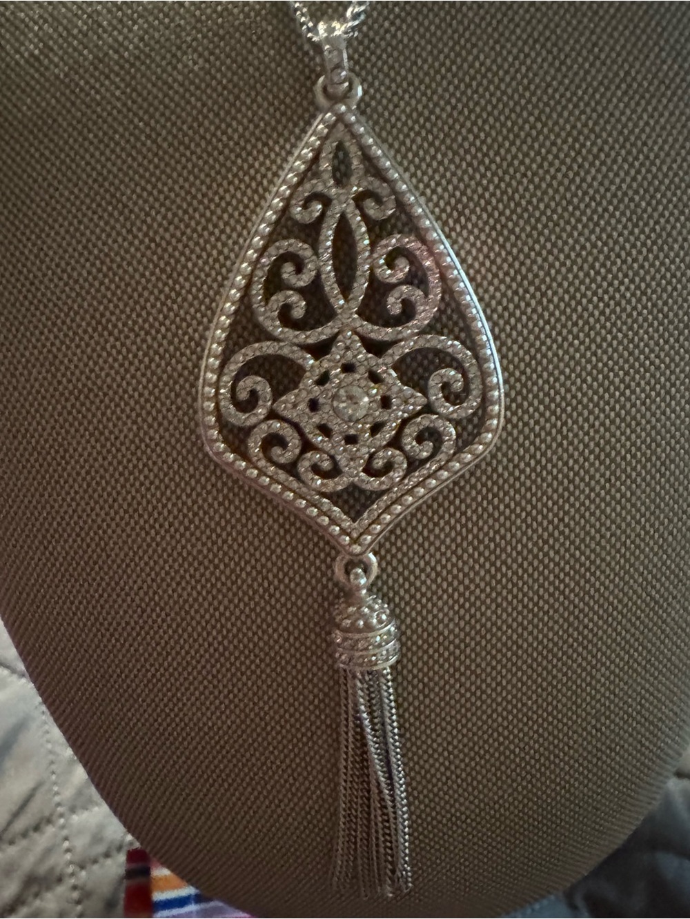 Brighton Silver Filigree Tassel Pendant Necklace